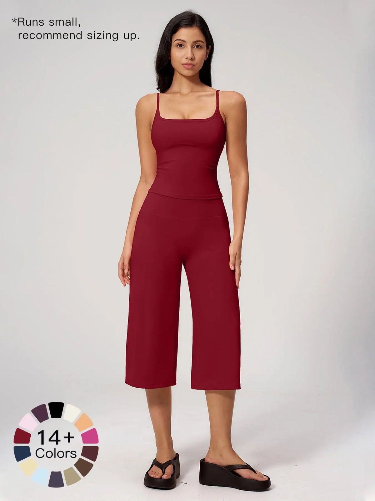 New Yoga Tank Top High Waist Quick-Dry Casual Culottes Capris Pants Running Outdoor Yoga Set for Women, Capris ,Comfortable and Stylish Activewear