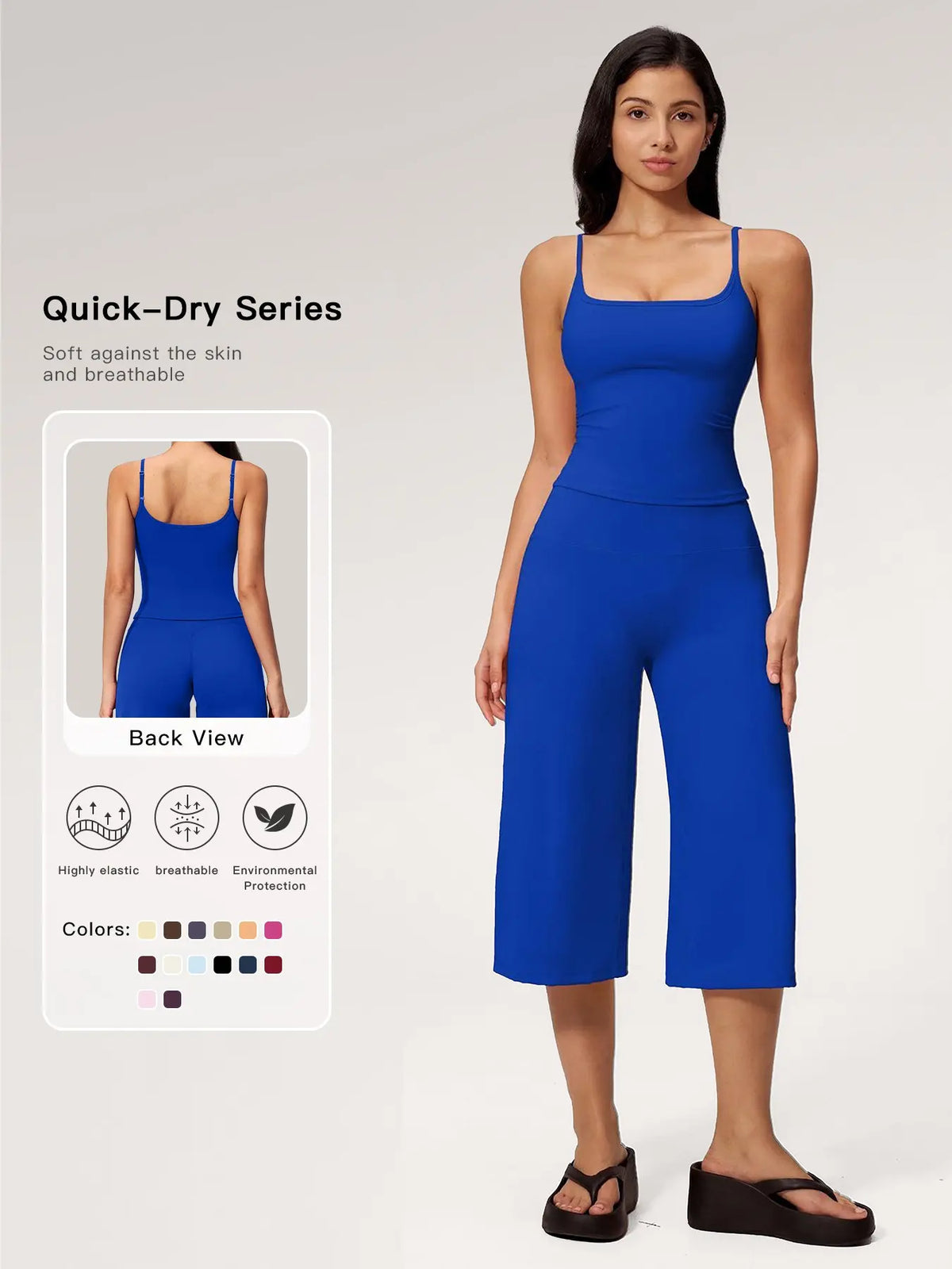 New Yoga Tank Top High Waist Quick-Dry Casual Culottes Capris Pants Running Outdoor Yoga Set for Women, Capris ,Comfortable and Stylish Activewear