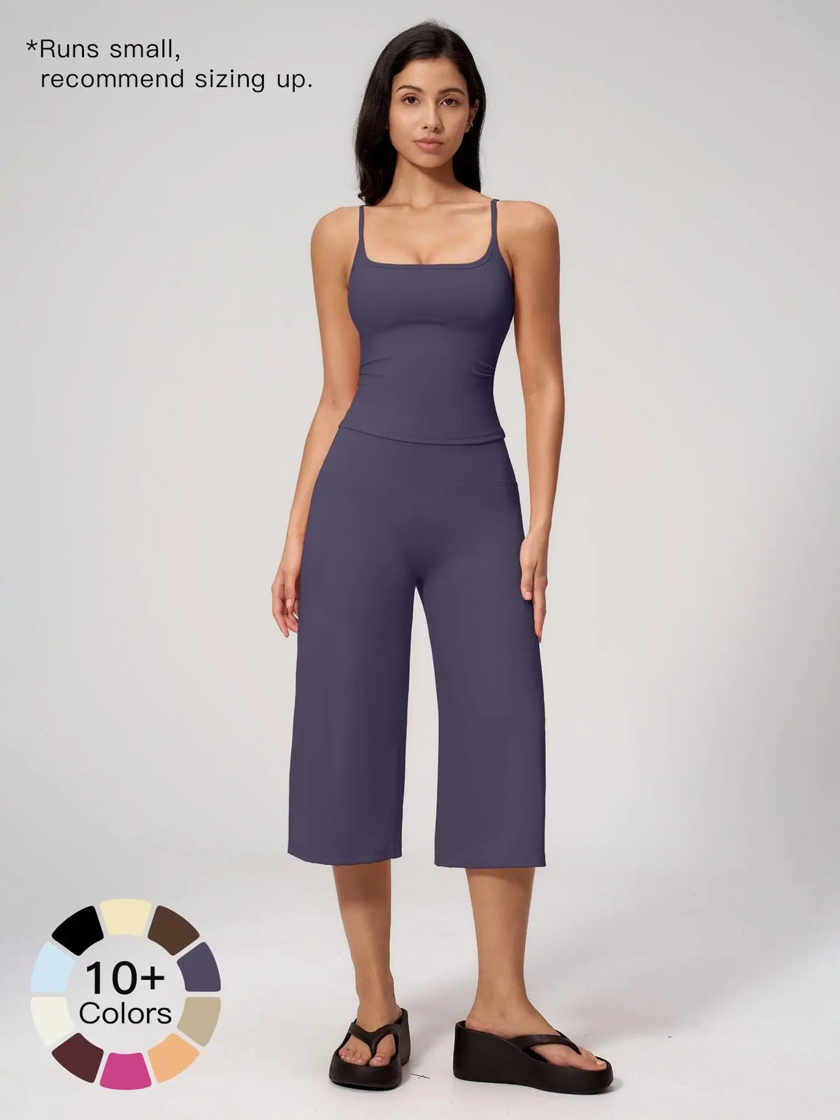 New Yoga Tank Top High Waist Quick-Dry Casual Culottes Capris Pants Running Outdoor Yoga Set for Women, Capris ,Comfortable and Stylish Activewear