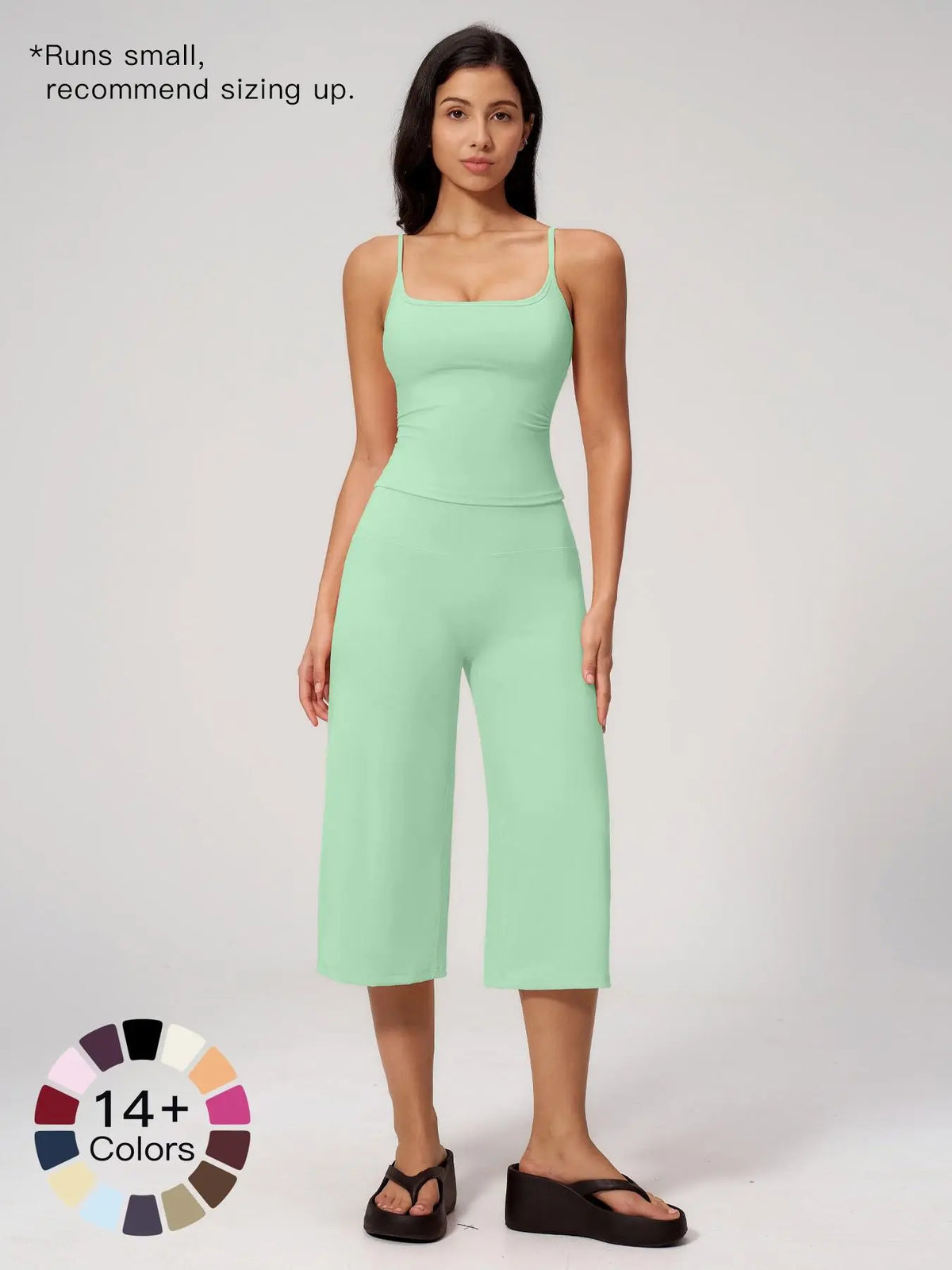 New Yoga Tank Top High Waist Quick-Dry Casual Culottes Capris Pants Running Outdoor Yoga Set for Women, Capris ,Comfortable and Stylish Activewear