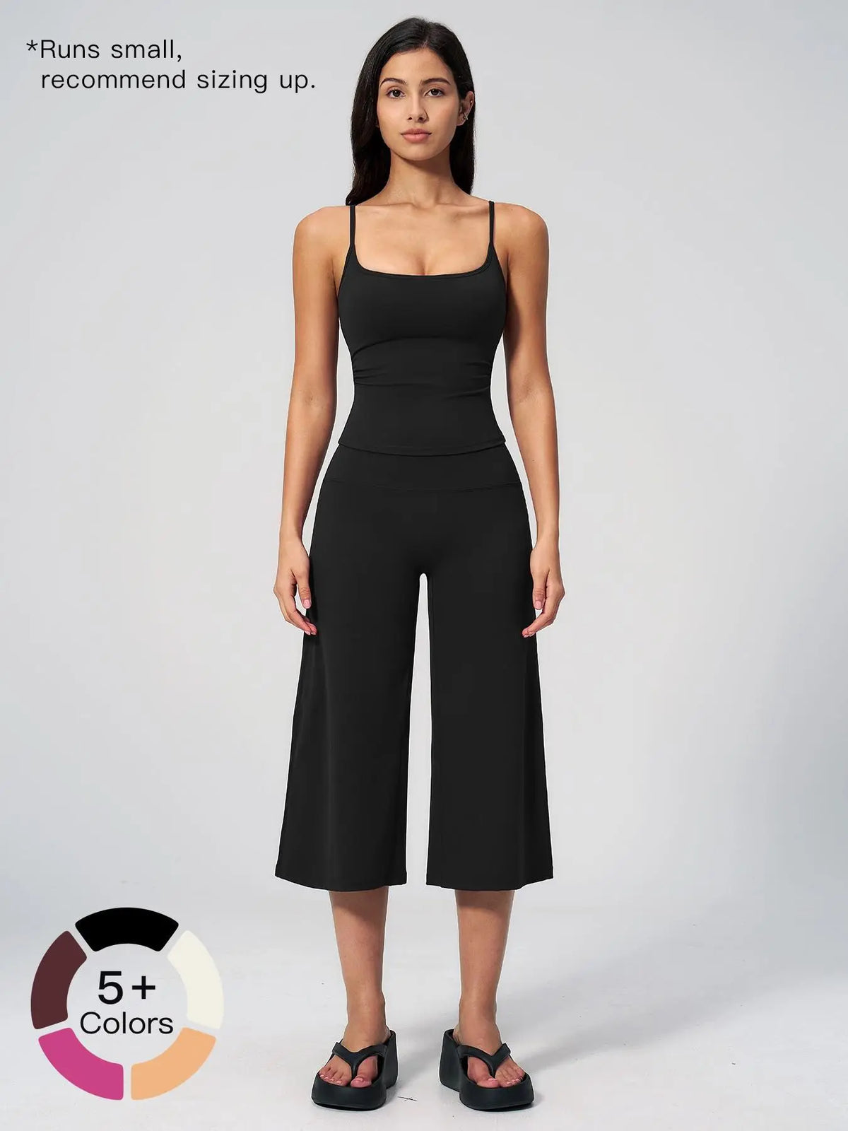 New Yoga Tank Top High Waist Quick-Dry Casual Culottes Capris Pants Running Outdoor Yoga Set for Women, Capris ,Comfortable and Stylish Activewear
