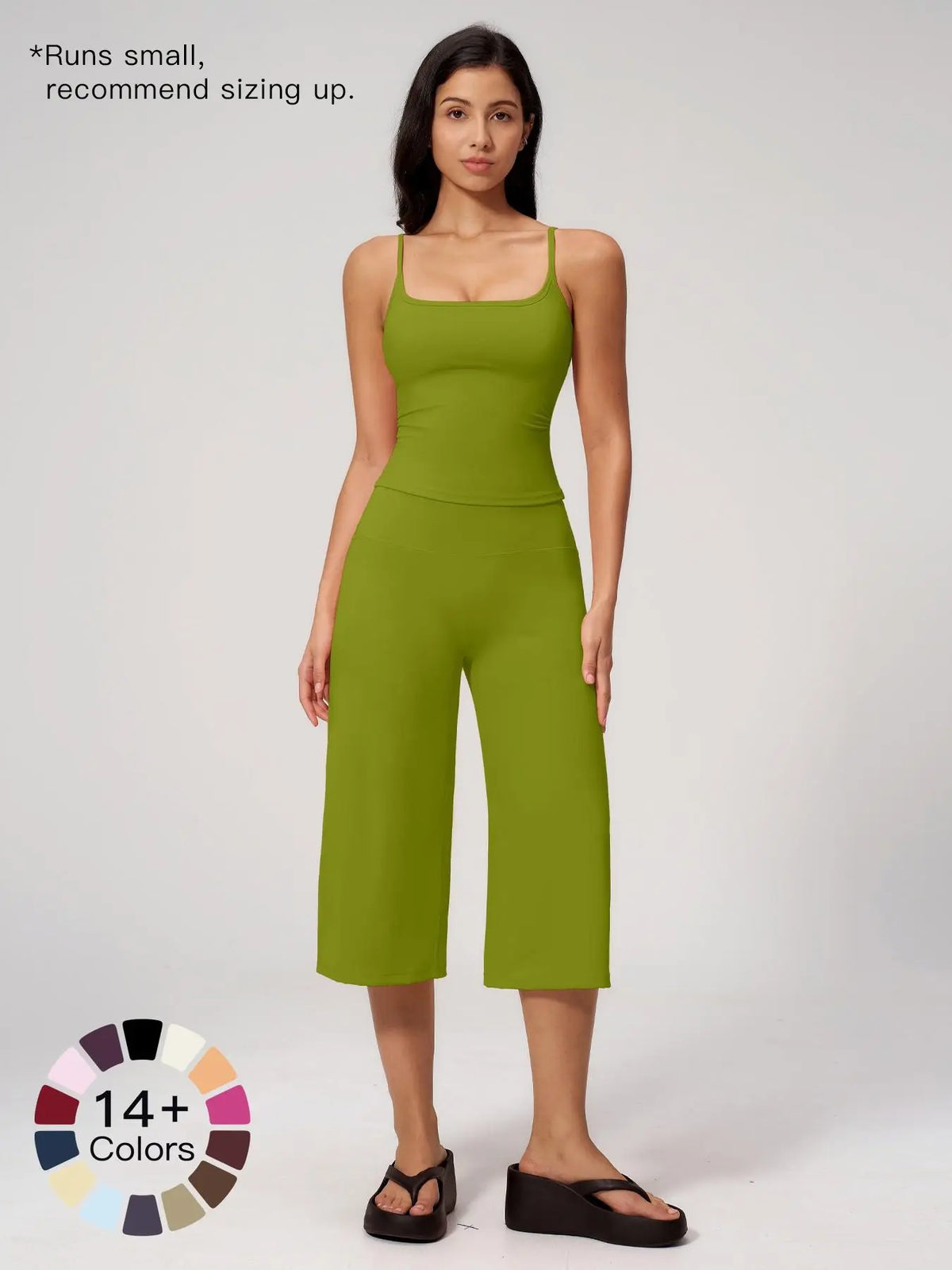 New Yoga Tank Top High Waist Quick-Dry Casual Culottes Capris Pants Running Outdoor Yoga Set for Women, Capris ,Comfortable and Stylish Activewear