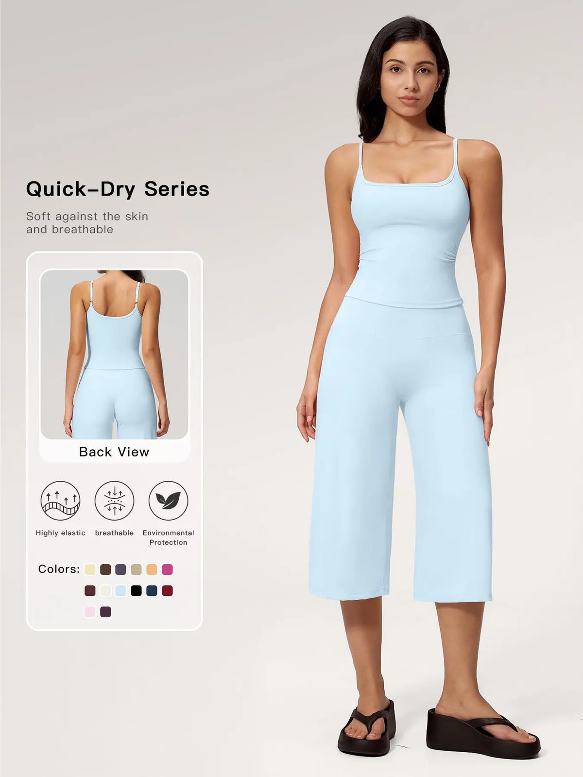 New Yoga Tank Top High Waist Quick-Dry Casual Culottes Capris Pants Running Outdoor Yoga Set for Women, Capris ,Comfortable and Stylish Activewear