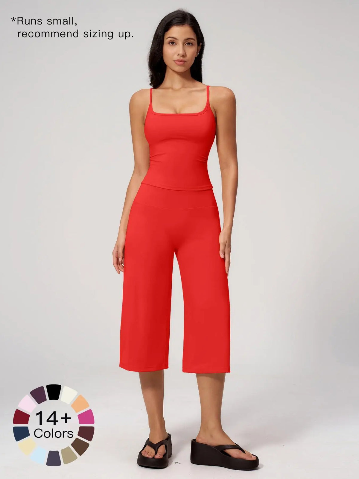 New Yoga Tank Top High Waist Quick-Dry Casual Culottes Capris Pants Running Outdoor Yoga Set for Women, Capris ,Comfortable and Stylish Activewear